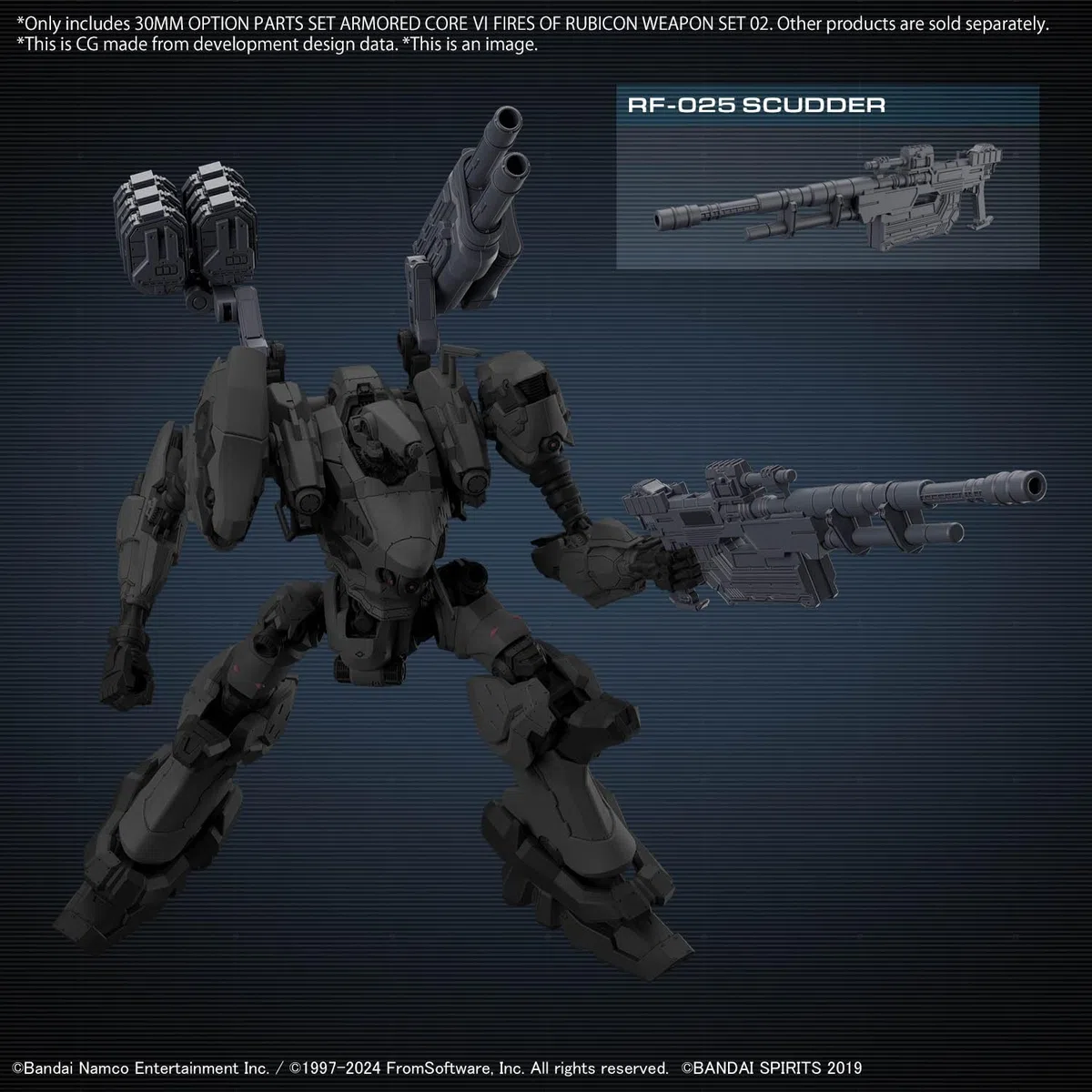 Bandai Hobby - Armored Core VI Fires of Rubicon - #02 Option Parts Set - Set di Armi 02 30 MM 1/144 Model Kit
