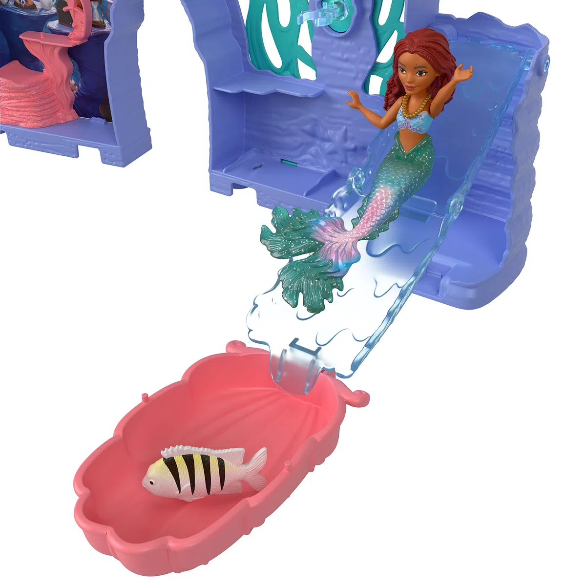 Mattel Disney La Sirenetta - Set C Grotta di Ariel, playset impilabile con mini bambola Ariel, personaggi Flounder e Sebastian e 10+ accessori inclusi, giocattolo per bambini, 3+ anni, HPL54