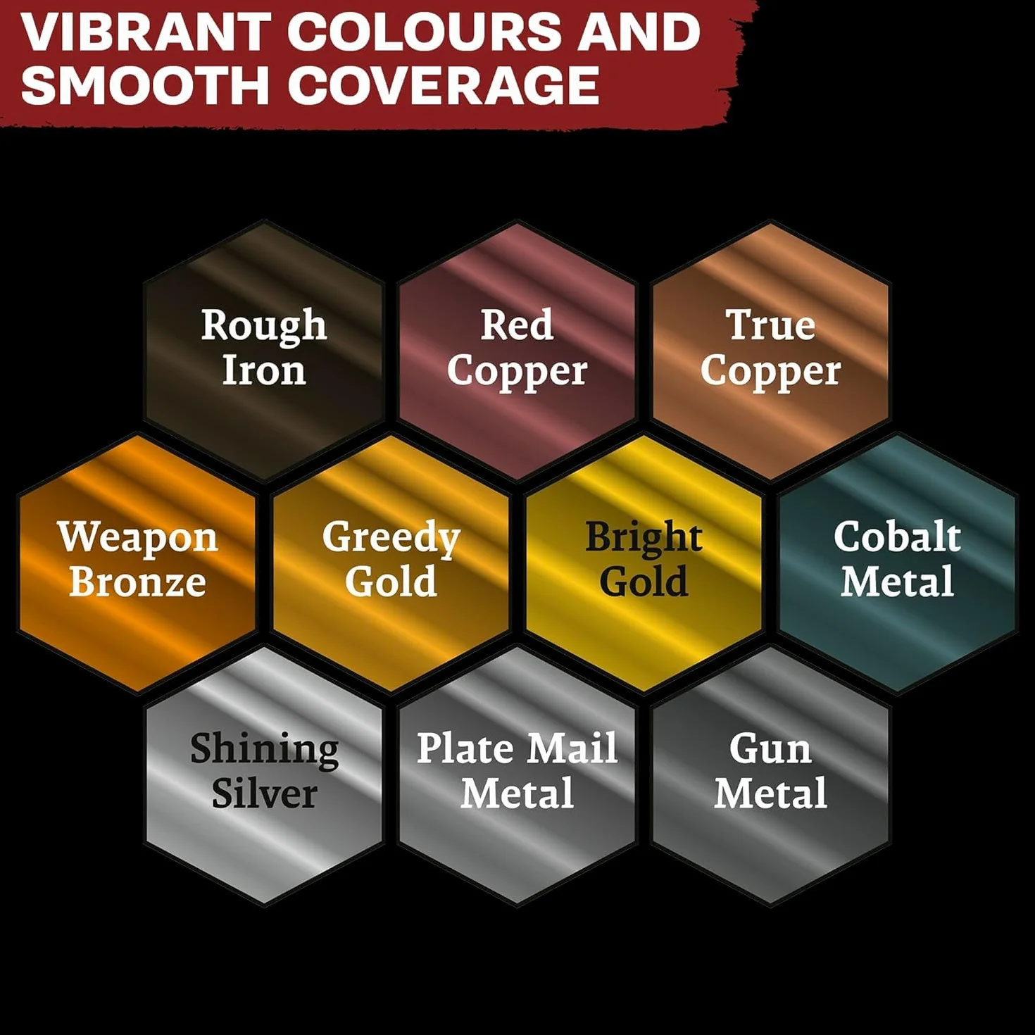 The Army Painter Warpaints Fanatic: Metallics Miniature Paint Set, 10 Vernici Acriliche Metallizzate da 18ml, Incl. Oro, Rame, Metallo, Bronzo e Argento