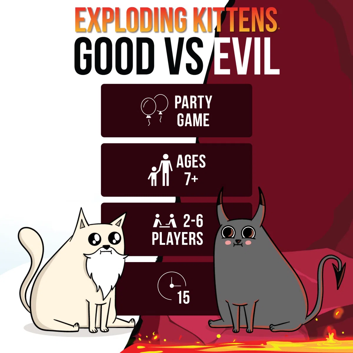 Exploding Kittens - Good vs. Evil - 2-5 Players - Ages 7+ - Inspired by Netflix Show - High Stakes Family Card Game - Ideal for Party, Family Night - Animated Netflix Show