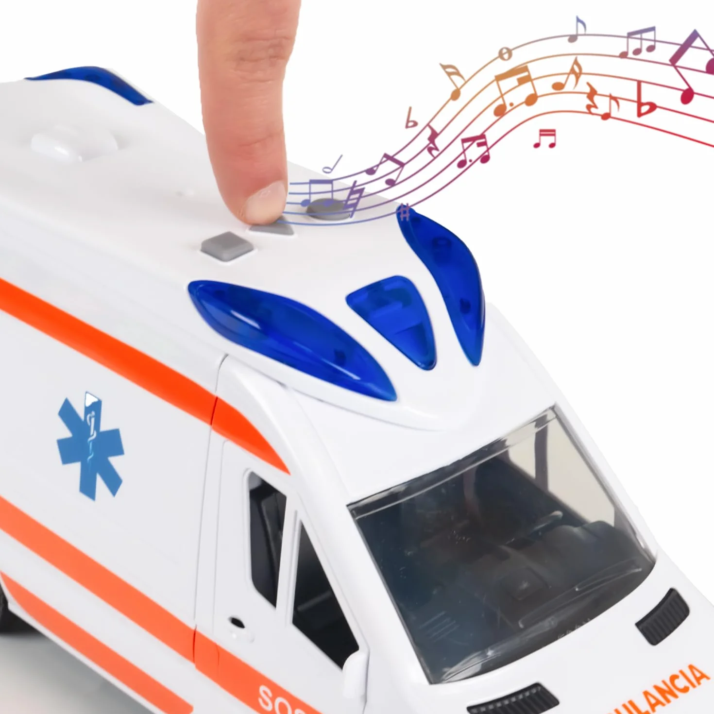 CELMAN Automobile giocattolo Medical Responder, camion di ambulanza con barella, portellone apribile, luce e suono, grande auto giocattolo per bambini dai 3 4 5 6 7 8 anni in su