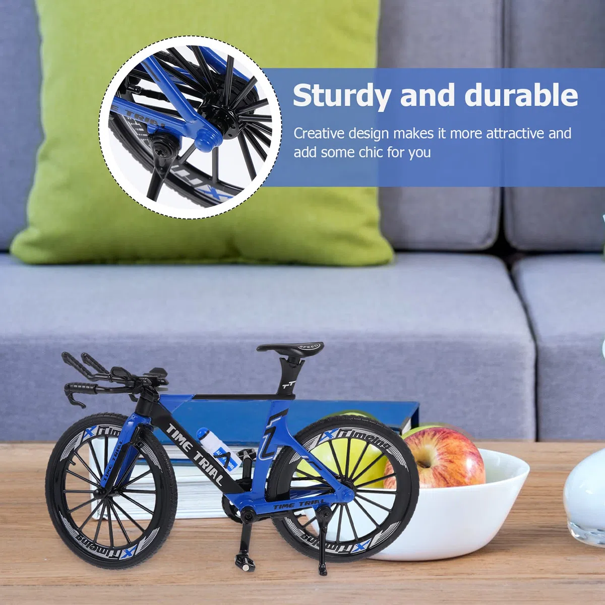 Toyvian Modello in miniatura per bicicletta da corsa, decorazione da tavolo, decorazione creativa, per casa, ufficio, 7,09 x 3,94 x 1,97 cm, regalo per gli appassionati di ciclismo