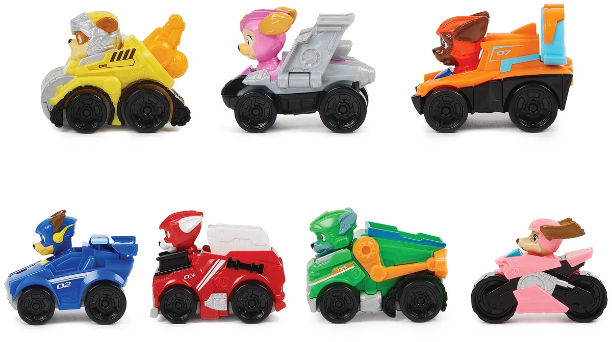 PAW PATROL: Il film Mighty, 7 pezzi Pup Squad Racers, set regalo con auto giocattolo Liberty, adatto per bambini dai 3 anni in su