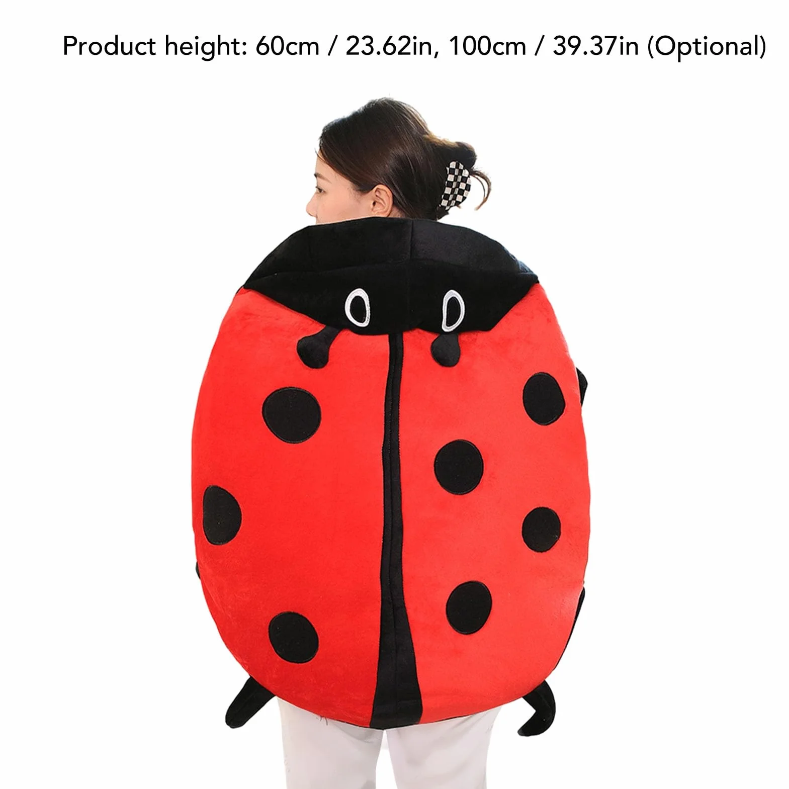 FILFEEL Cuscino Coccinella Indossabile, Peluche Coccinella Gigante per Dormire e Rilassarsi, Vestiti, Morbido e Accogliente, Oggetto Decorativo, Rosso (100cm)