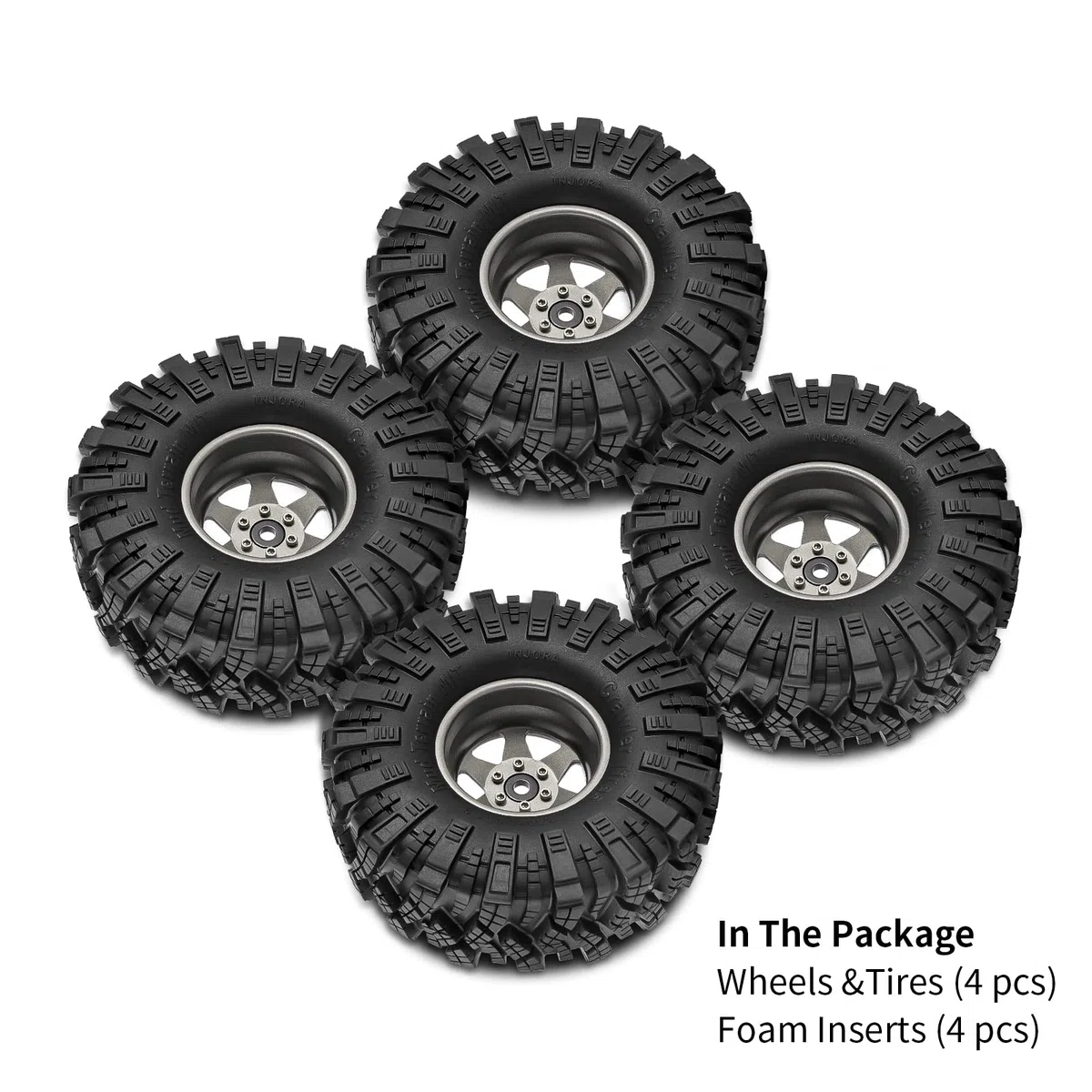 INJORA 1,9 Fango Pneumatici Offset -8.9mm Beadlock Cerchio Ruota per 1/10 RC Crawler Auto Axial SCX10 90046 UTB18 TRX4,Grigio