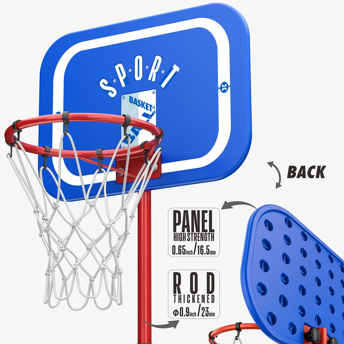 Canestro da Basket per Bambini Altezza Regolabile da 110 a 190cm Canestro Basket Esterno Piccoli Giocattoli per Bambini di 3, 4, 5, 6, 7, 8 anni Regalo di Compleanno per Natale