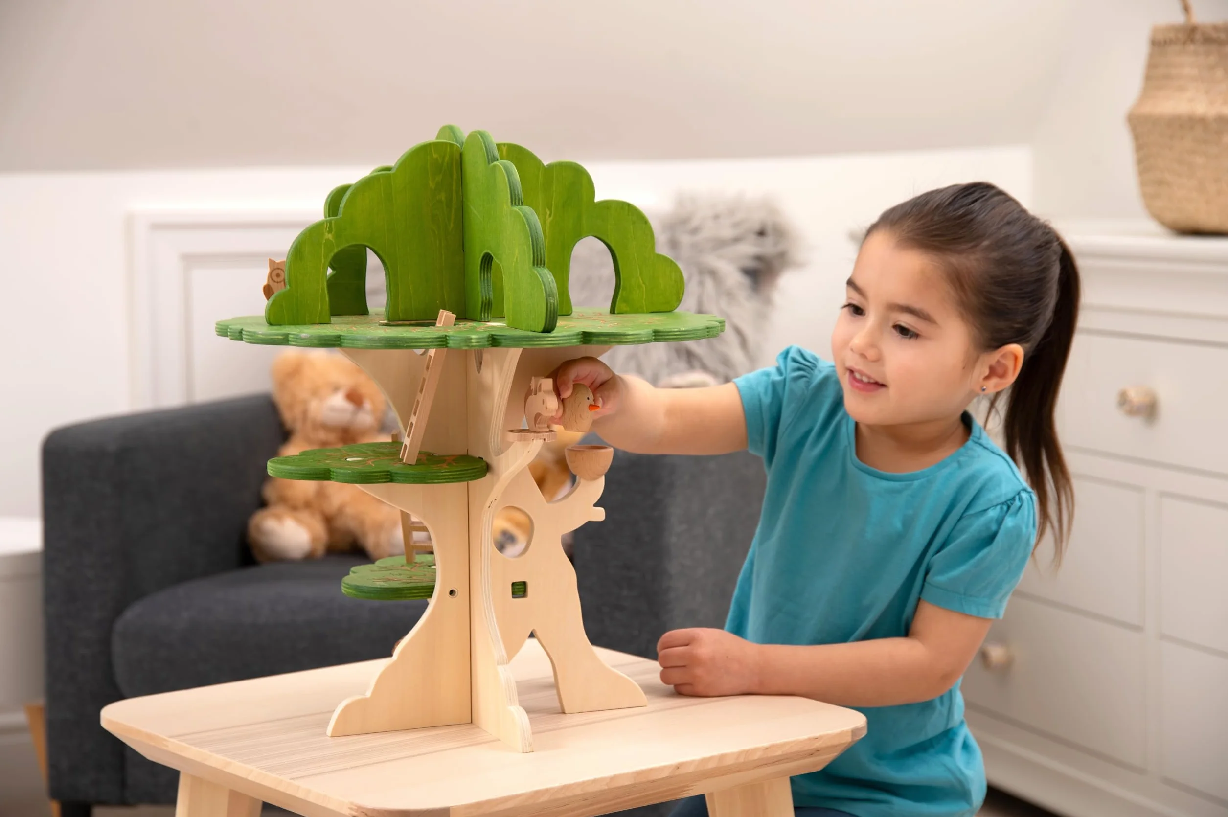 tickit Woodland Trail 74059 - Casetta sull'albero in legno, casetta per bambini, gioco del mondo, colore: marrone
