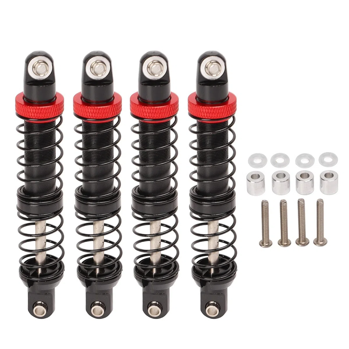 Ammortizzatori RC, 4 Pezzi Accessori ammortizzatori per Auto RC a Doppia Sezione Regolabili in Lega di Alluminio per Auto Cingolata 1/10 RC (80 mm)