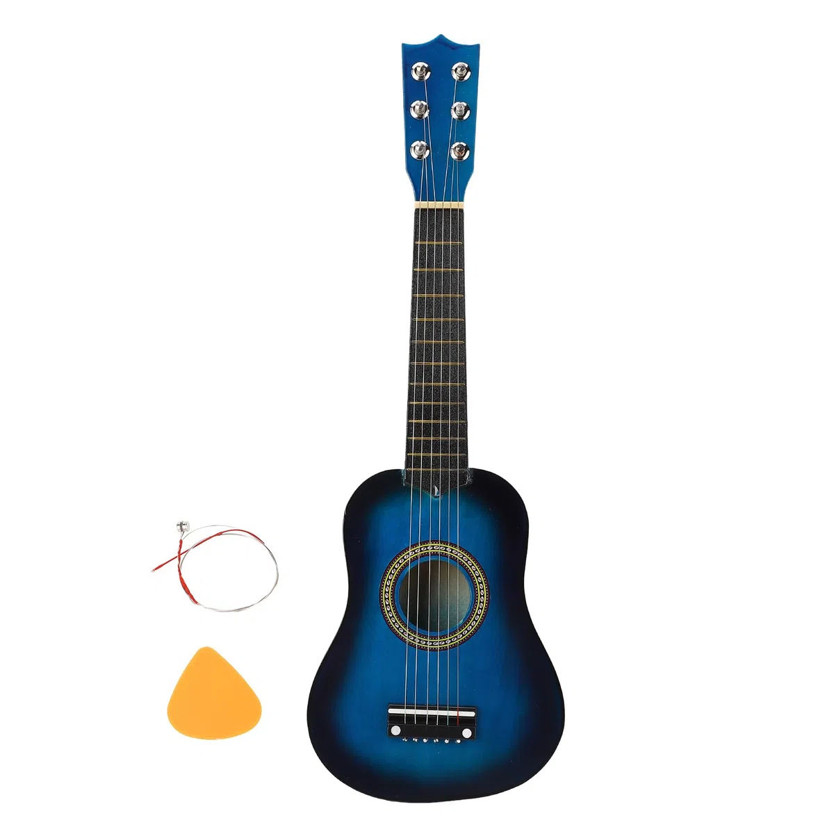 Chitarra in legno per bambini da 21 pollici, mini chitarra giocattolo per bambini, strumento musicale a 6 corde non tossico e ecologico con plettro, per età 3-8 anni, blu