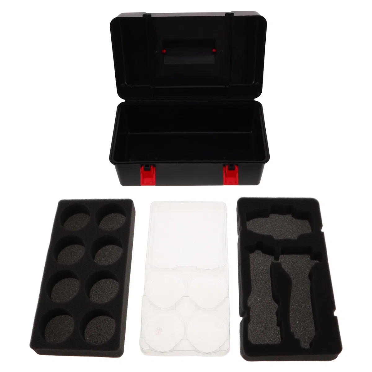 FRCOLOR Valigetta Porta Trottole Con Manico Custodia Organizer in Plastica Nera Con Inserti Protettivi Per Toupie Da Battaglia Scatola Portatile Con Coperchio Per Bambini Giocattoli