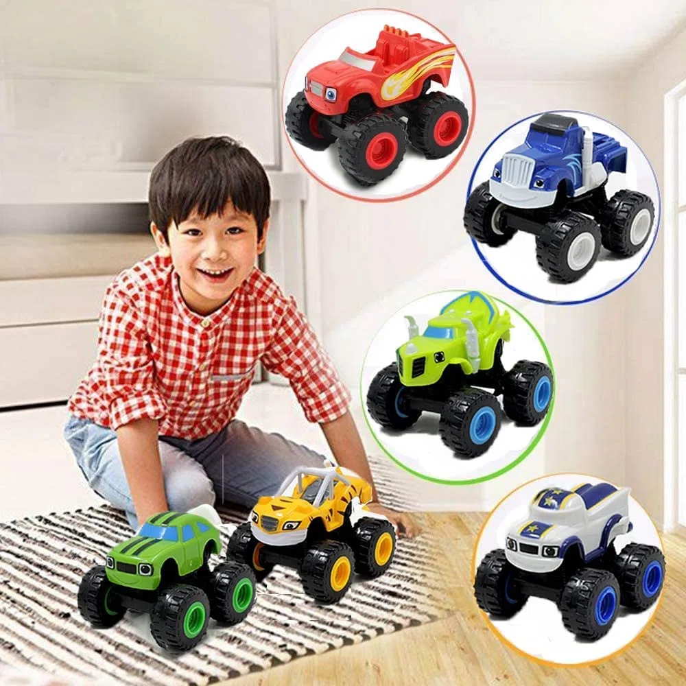 Nickelodeon Blaze & The Monster Machines – Monster Machines Giocattoli Scooter Auto – Crusher Truck Veicoli Giocattoli Regali per Bambini – Confezione da 6