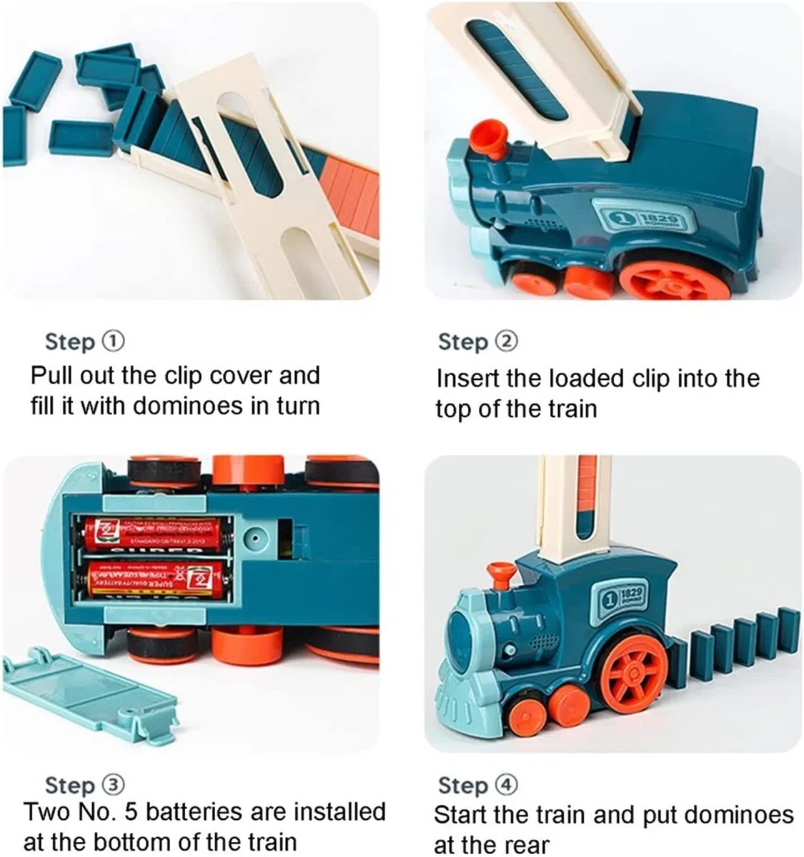 OBEST Treno del Domino, 180 PCS Blocchi Elettrico, Automatico Distribuzione Locomotiva, Giocattolo Educativo Regalo per Ragazze e Ragazzi dai 3 Anni in Su
