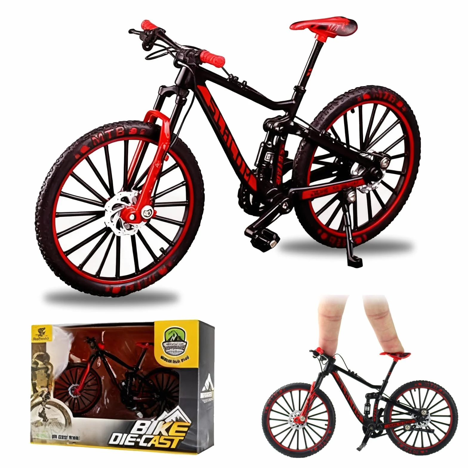 Finger BMX Bicicletta Modello 1:10 - Miniatura Mountain Bike in Lega, Decorazione realistica Bicicletta da collezione & Regalo per adulti