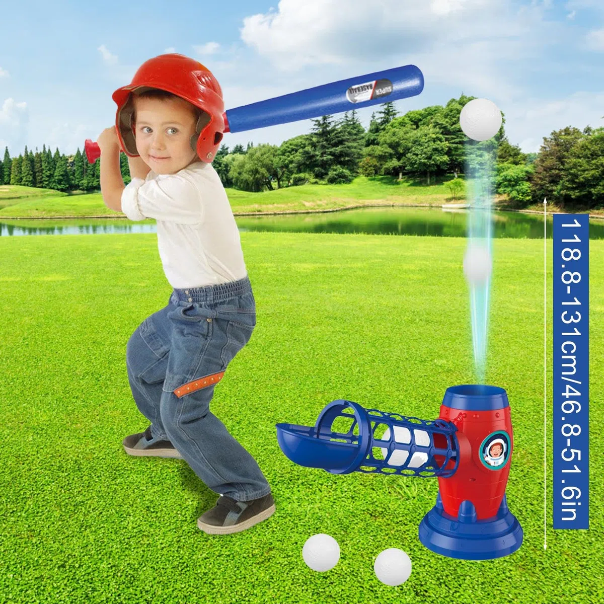 Lanciatore Di Baseball, Funzione Di Controllo Remoto, 1 Set, Set Da Baseball Per Bambini, Giocattolo Per Sport All'aria Aperta, Mazza Retrattile Con Palline, Per Giochi In Cortile E In Famiglia