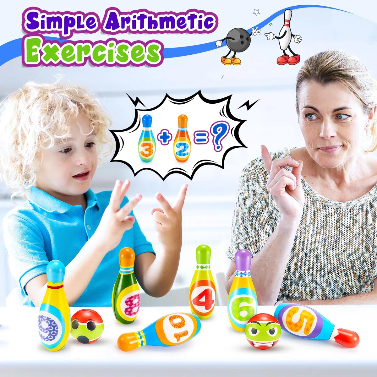 Bowling per Bambini, Regalo Bambino 1 2 3 Anni Giochi Bambini 2 3 4 5 Anni Giochi da Esterno per Bambini 1-6 Giochi Bambino 3 4 5 6 Anni Maschio Giocattoli 1 2 3 Regali per di Natale 1 2 3