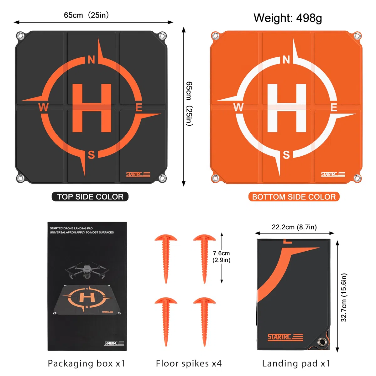 STARTRC Drone Landing Pad,65cm(25”) Portatile Universale Pieghevole Veloce Helipad Tappeto di atterraggio per DJI Air 2S,Mavic Air 2,Mavic Mini 2,Mavic 2 Pro/Zoom,Phantom 4/3,DJI FPV,Holy Stone