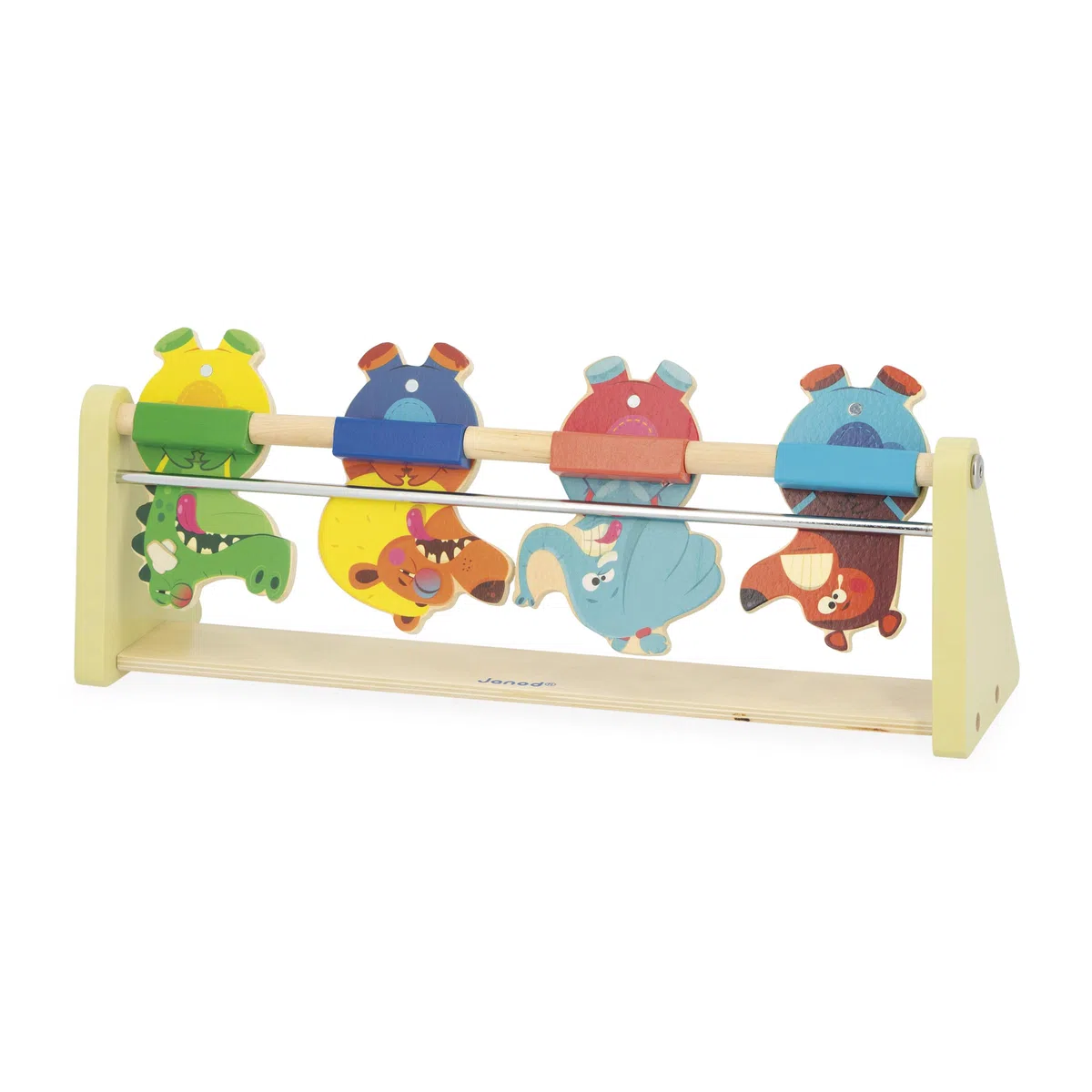Janod Tiro a Segno in Legno per Bambini, Gioco con Bersaglio, 4 Personaggi, 1 Lanciatore, 2 Palline in Feltro, Sviluppa precisione e concentrazione, Giocattolo in Legno, da 5 Anni, J03372