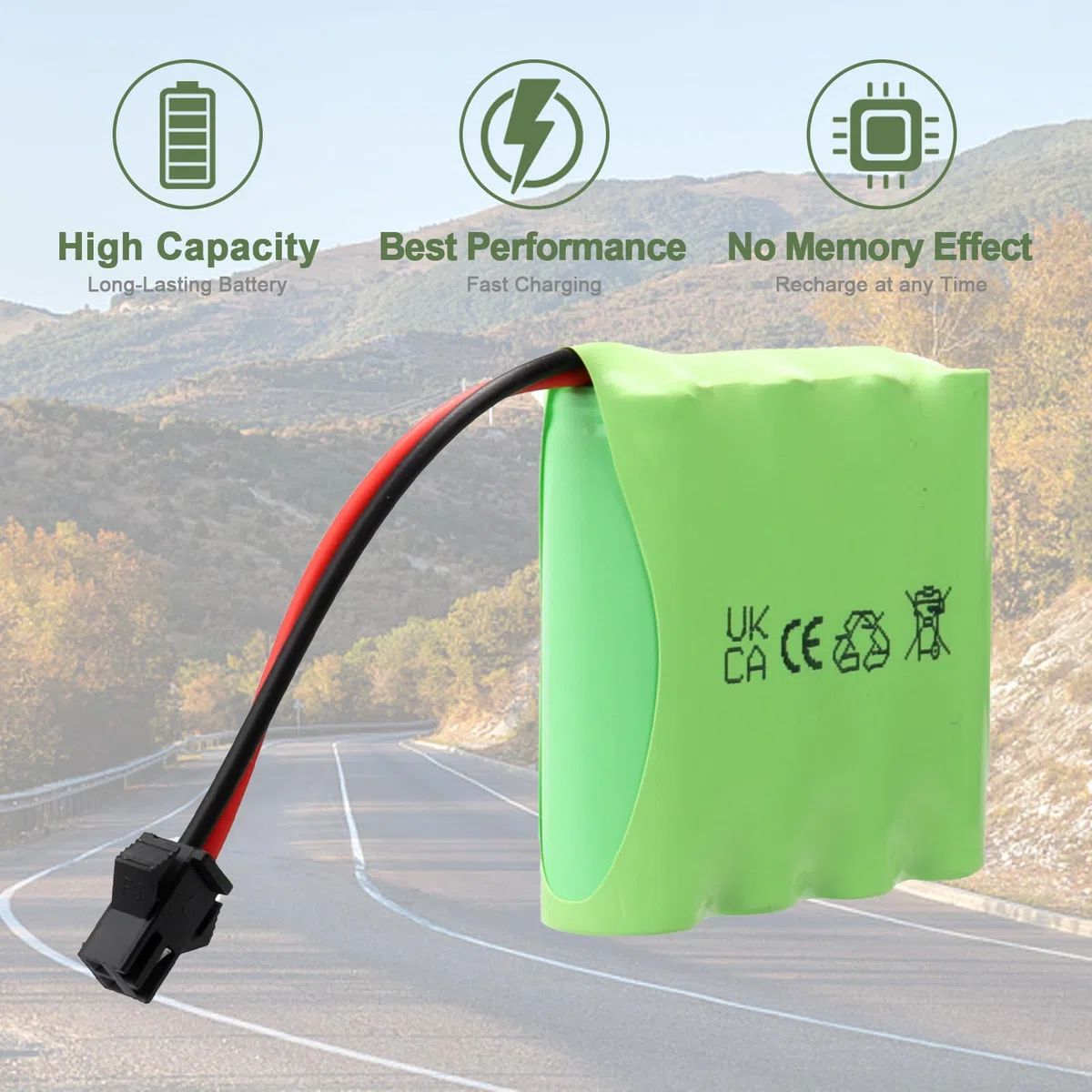 2 pezzi NiMH RC batteria ricaricabile 4,8 V 2400 mAh con connettore SM 2P, adatto per auto radiocomandate, veicoli elettrici giocattolo, camion telecomandati, utensili elettrici
