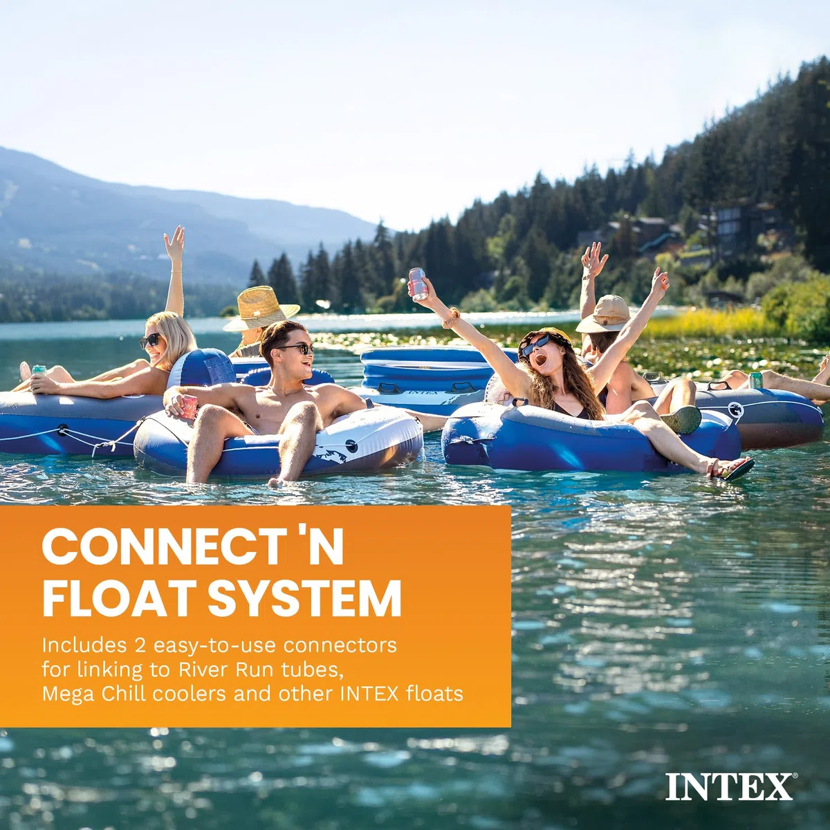 Intex 58825EU - Ciambella Gonfiabile Mare River Run, Vinile, Multicolore, 135 cm