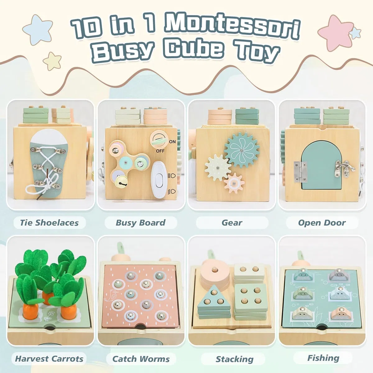 AECHO Giochi Montessori 1 2 3 Anno, Giocattoli Bambino 1 Anno, Giochi Legno Bambini 1 Anno, Regali di Compleanno Natale Pasqua per Bambina Bambino 1-4 Anni