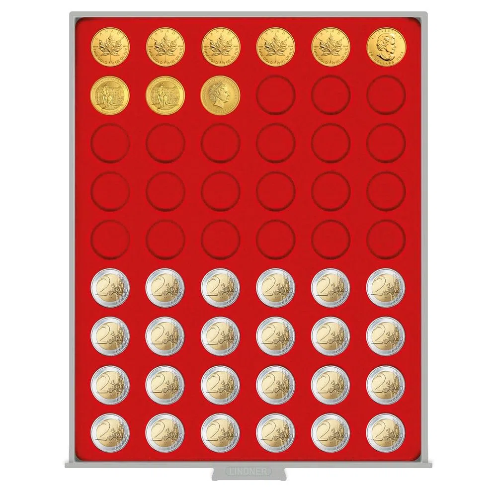 LINDNER Das Original Box per Monete Standard con 54 incavature tonde per Monete con Ø 25,75 mm, per es. per Monete 2 Euro