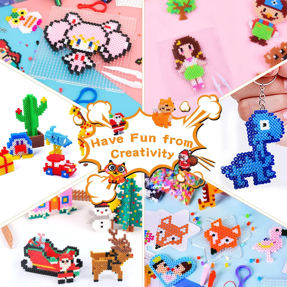 JOYBOY Perline da Stirare Set,11500 pcs Perline a Fusione,Fusione Kit Creativo Fai da Te,Set di Perline da Stirare,Perline da Stiro,Artigianali Fai Set con Carta Stiro,Stirare Pegboard e Accessori