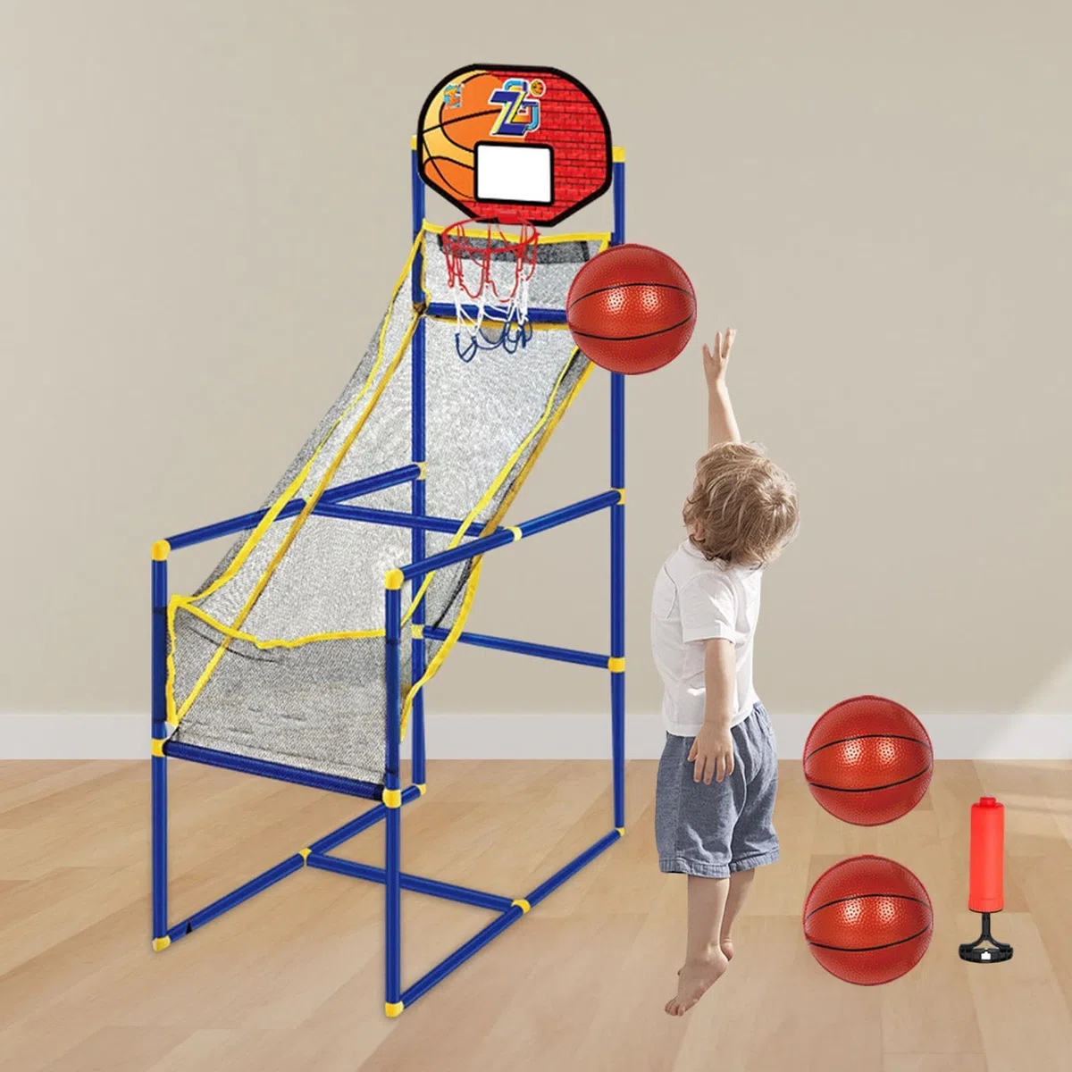 Baoblaze Gioco di Basket Arcade per Bambini Canestro da Basket al Coperto Porta da Basket per Ragazzi e Ragazze, con 3 Palline