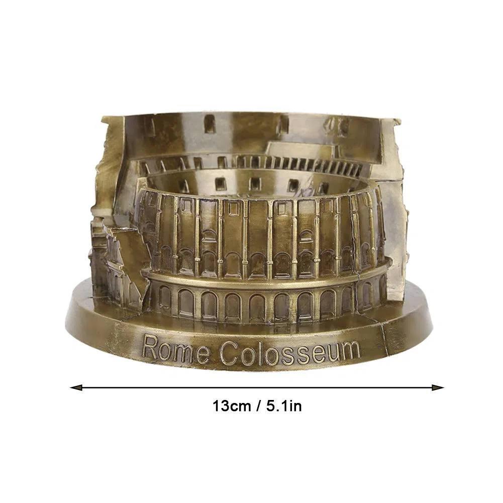 Pssopp Roma Colosseo Modello Metallo Miniatura Colosseo Romano Bronzo retrò Architettura Antica per Scultura Artigianale Artigianale