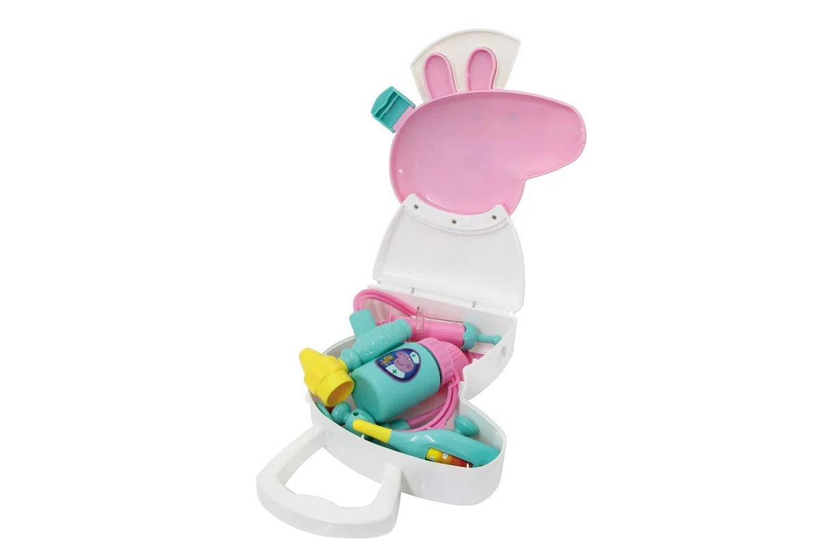 Jamara Set di 10 Pezzi di Valigetta, Robusta e maneggevole, Utensili per Medici Adatti ai Bambini per Giochi di Ruolo, Simpatico Design Peppa Pig, Colore Bianco, 410095