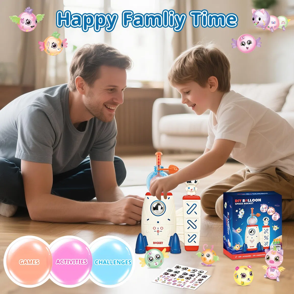 deAO Nano Tape Bubble Kit, Nano Tape Bolle Set Fai da Te con Pompa per Palloncini Razzo, Bolle Elastiche e Accessori Adesivi, DIY Craft per Bambini, Giocattoli Regalo Creativo per Soffiabili