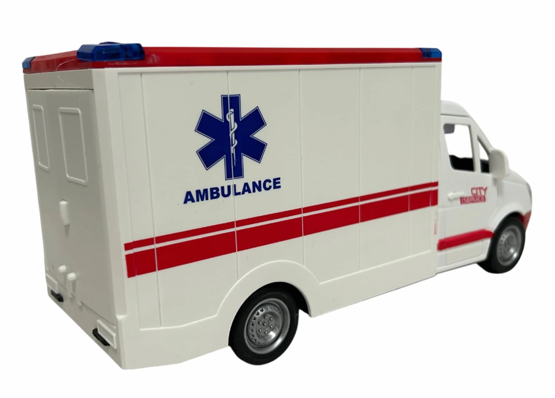Ambulanza Giocattolo con Luci Suoni Sirene Porte e Tetto Apribili Movimento Frizione Ambulanza Grande Scala 1:16 cm 26 Pronto Soccorso con Luce Suoni Barella Estraibile Ambulanze Bambini con Luci Led