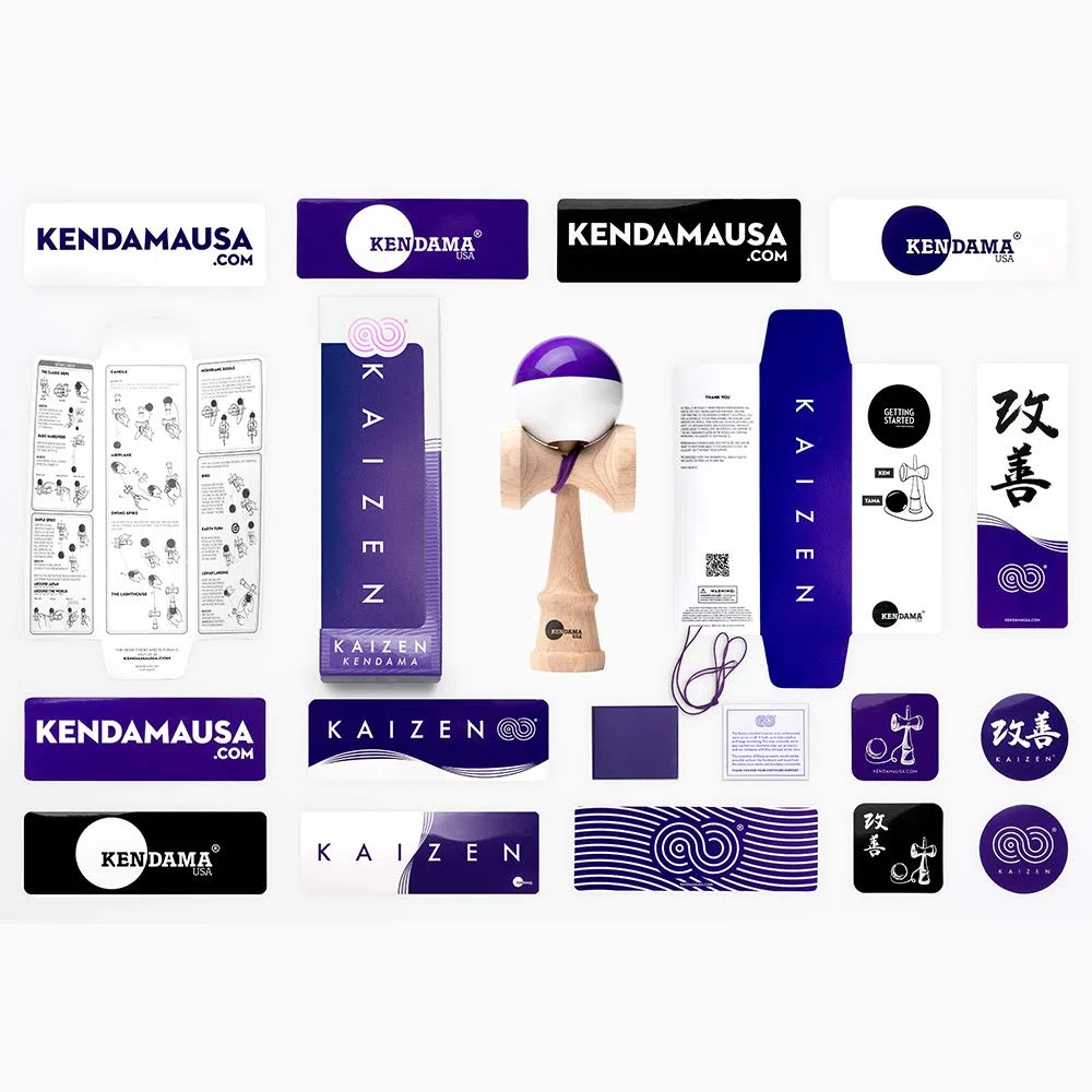 Kendama USA Kaizen Mezzo Split Kendamas Nova Shape Super Stick Paint Extra Incluso Viola