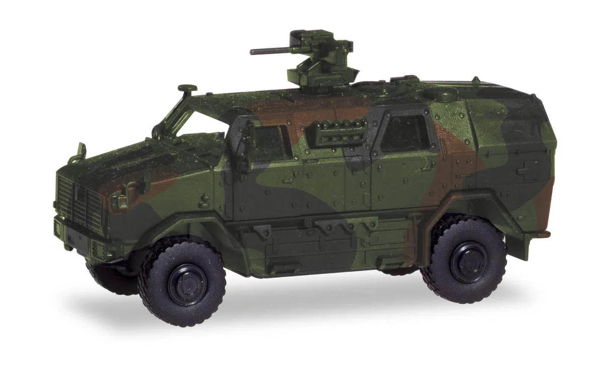 herpa Modello militare di trasporto universale (ATF) Dingo con FLW 200, decorato, in miniatura in scala 1:87, da collezione, made in Germany, plastica