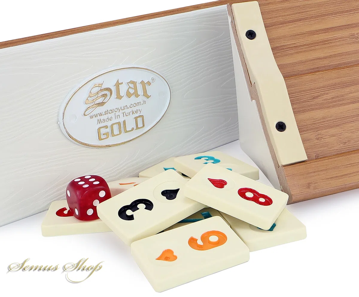 Original Star Rummy/Okey Gold in Legno Plastica con Pietre in Melamina Okey Takimi (Chiaro)