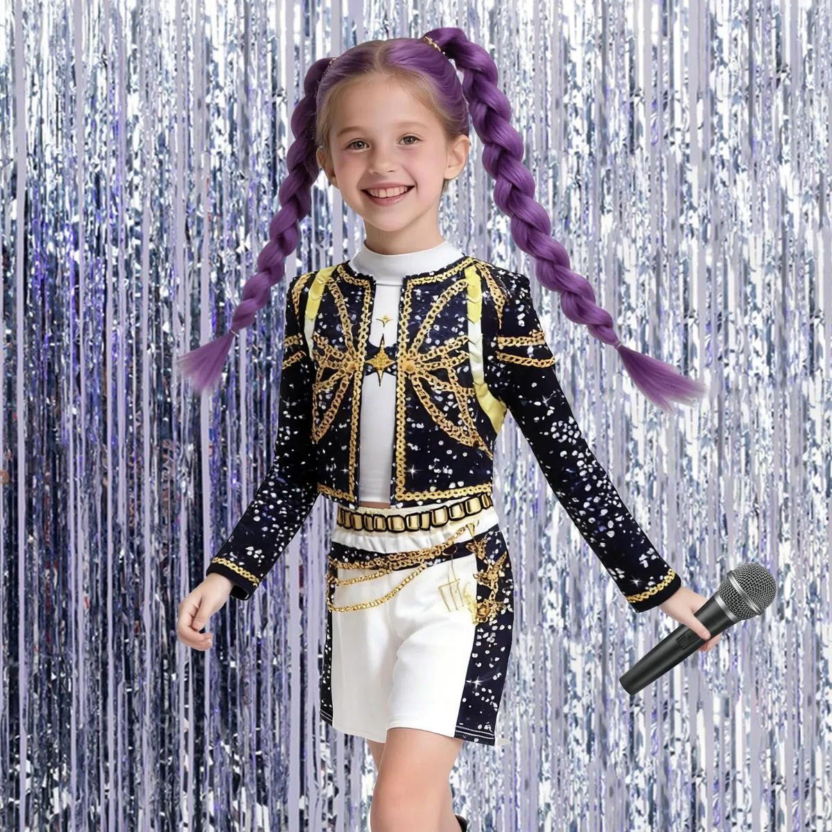 JIASHA Costume cosplay uniforme, 3pcs Kp0p Costume Bambina Set, Animes Cosplay Costume, K-p0p Costume, cacciatori di dem0ni, Bambini Carattere Carnevale Natale Party