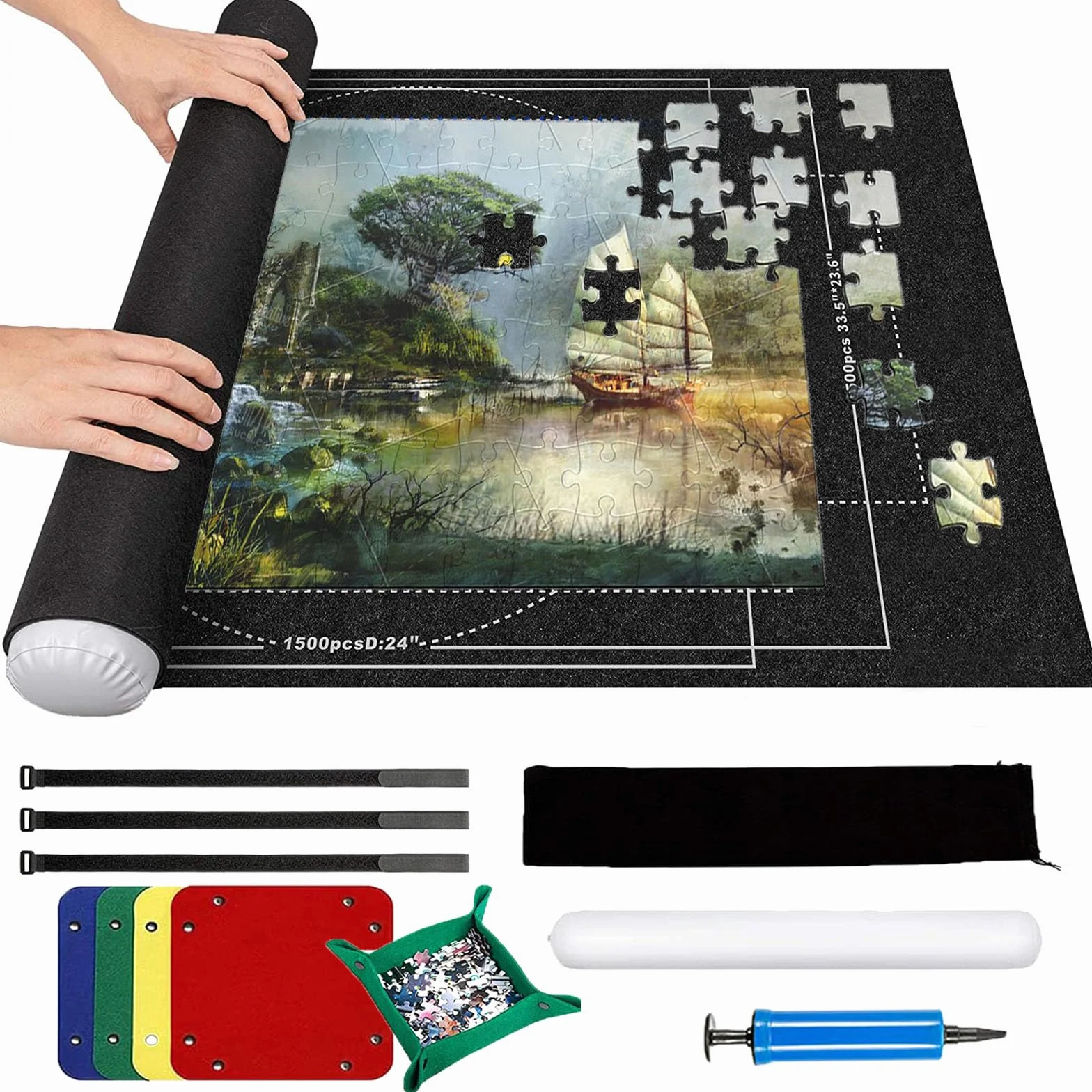 Tappeto per Puzzle 3000 Pezzi - Addensamento di 1.5mm, Tappetino per puzzle in Feltro, Portatile Rotolo di Puzzle, gonfiabile Puzzle Roll Up, Puzzle Accessori, Coperte Puzzle