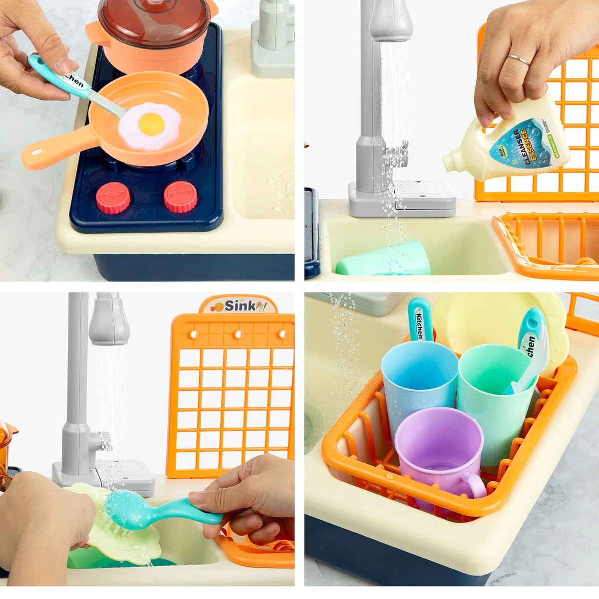 Diealles Shine Cucina Giocattolo per Bambini Mini Lavastoviglie Giochi, Lavandino Giocattolo Lavastoviglie Giocattoli Lavabo Set Cucina Bambini Accessori (Blu)