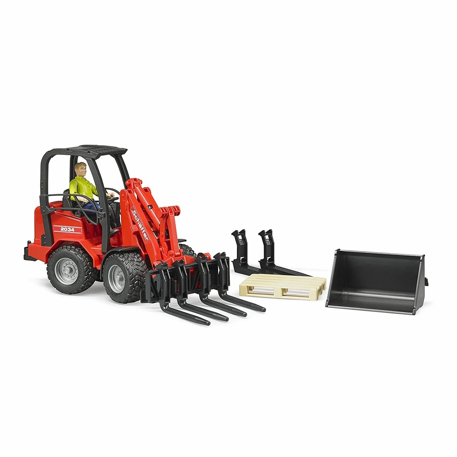 bruder 02191 - Pala agricola Schäffer 2630 con figura e accessori, agricoltura, veicolo, giocattolo, pala gommata