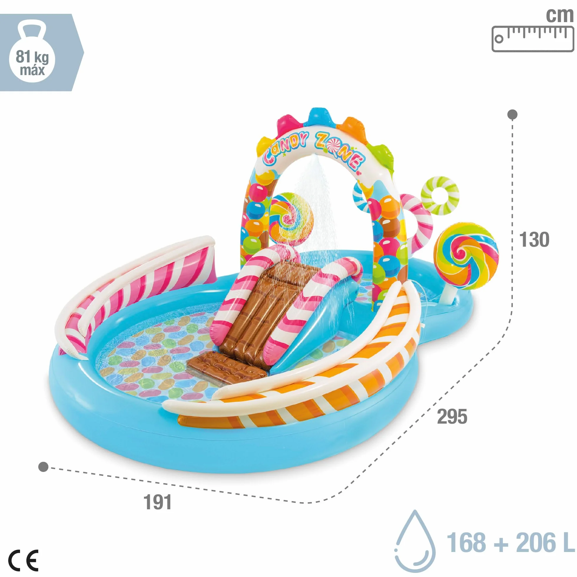 Intex- Playcenter Caramelle, Multicolore, 295 x 191 x 130 cm, 57149 57149
