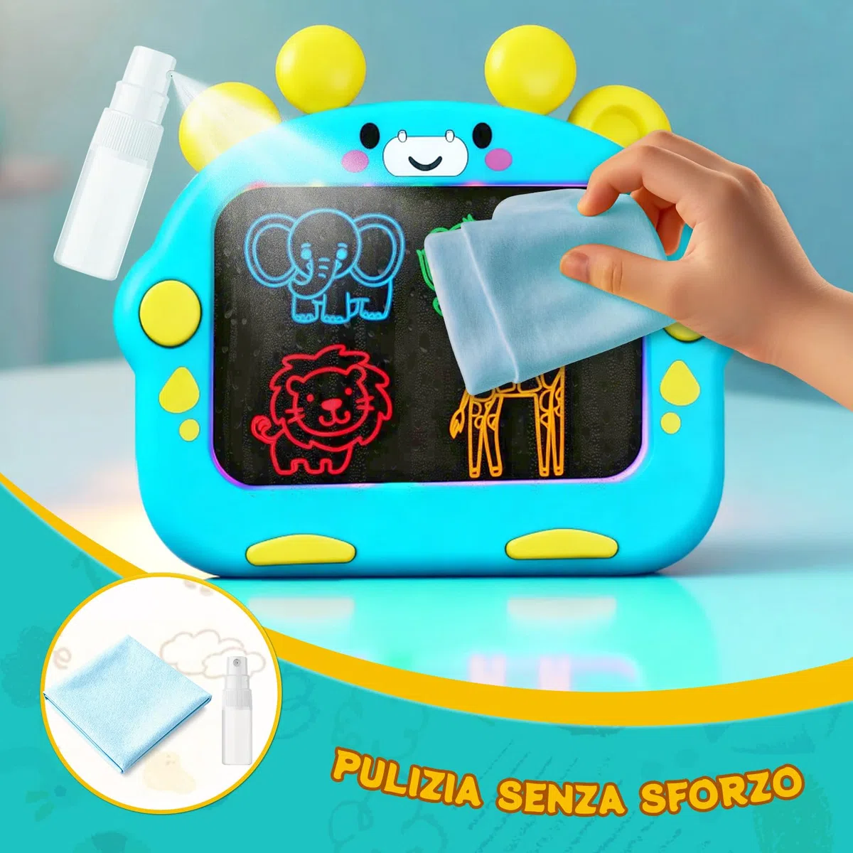 Lavagna Led per Disegnare Bambini, Lavagna Luminosa per Disegnare con 8 Penne Colorate e 8 Modalità di Illuminazione, Lavagnetta Cancellabile Bambini per 3-8 Anni Ragazzi Ragazze