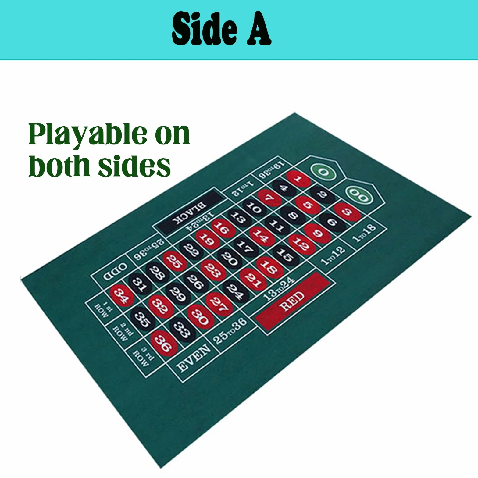 Tappetino da poker per tavolo da poker, motivo poker, double face, in feltro, 60 x 90 cm (A)