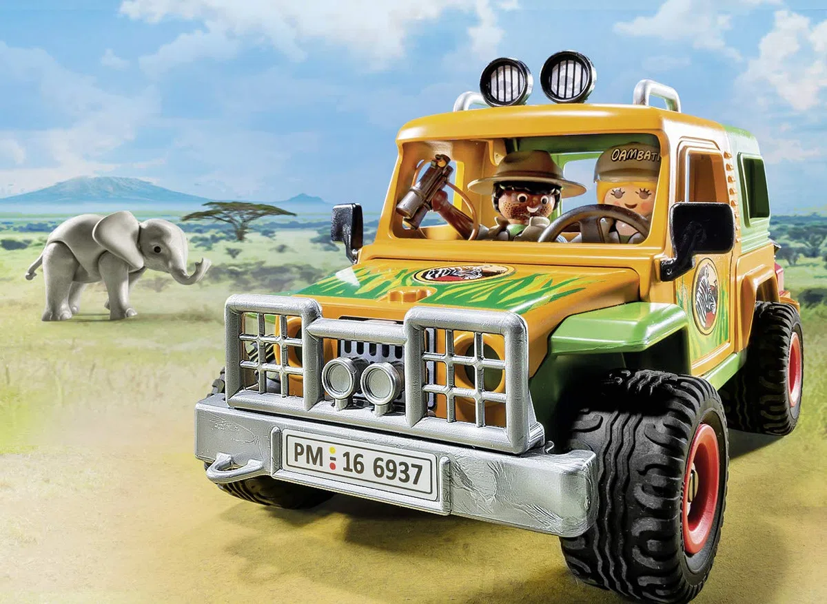 PLAYMOBIL Wild Life 6937 Jeep dei Rangers con Gabbia di Trasporto, dai 4 Anni, Blu