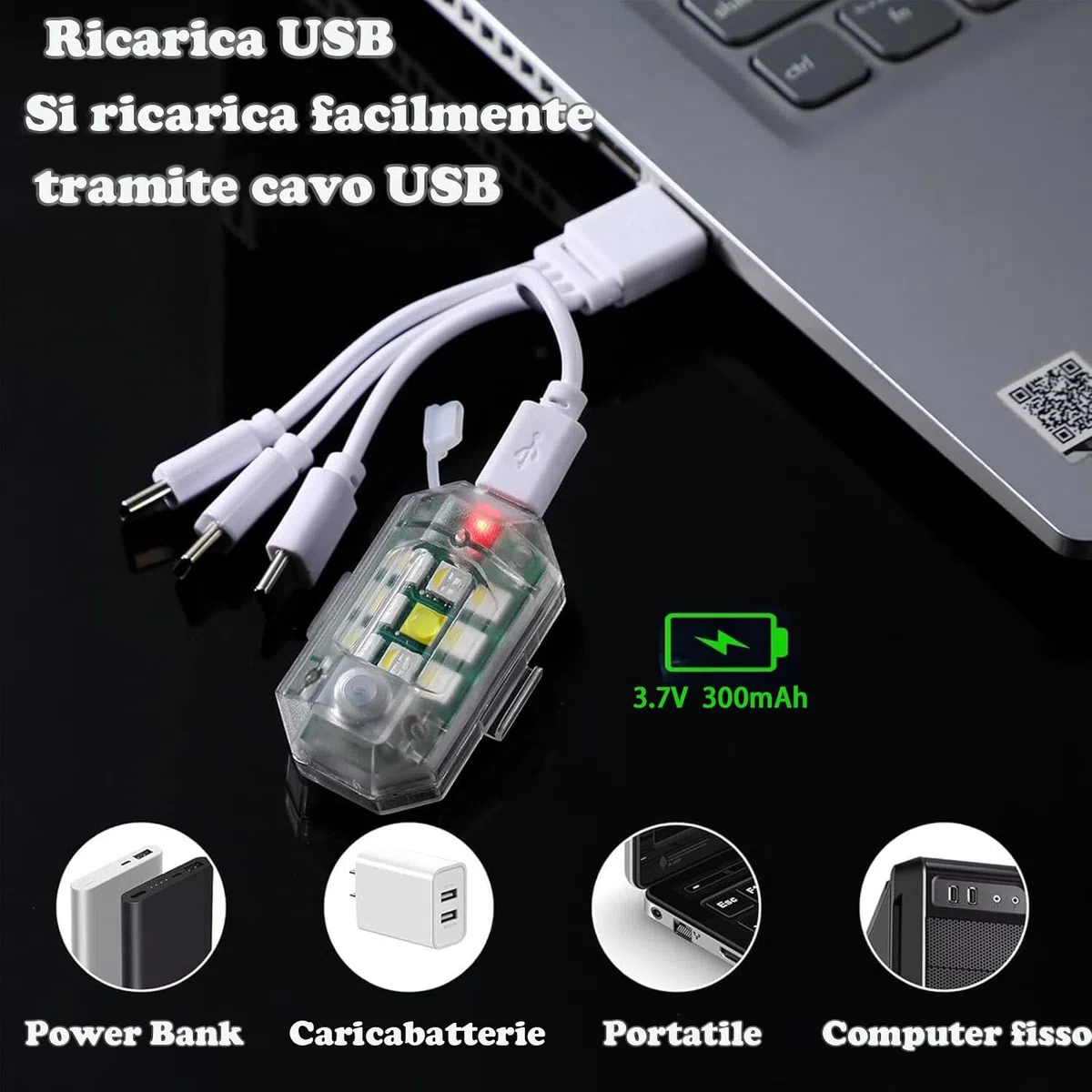4 Luci Strobe LED Wireless con Telecomando - 7 Colori, Alta Luminosità, Ricaricabili USB, per Auto, Moto, Drone