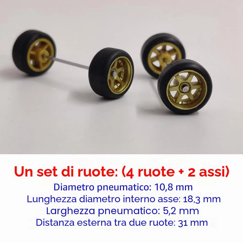 10 Set di Ruote All Terreno 1/64/Pneumatici in Gomma, Pneumatico Rimovibile da 18,3 mm per Ruota 1:64 Modello Camion RC All Terreno SUV Colore Casuale