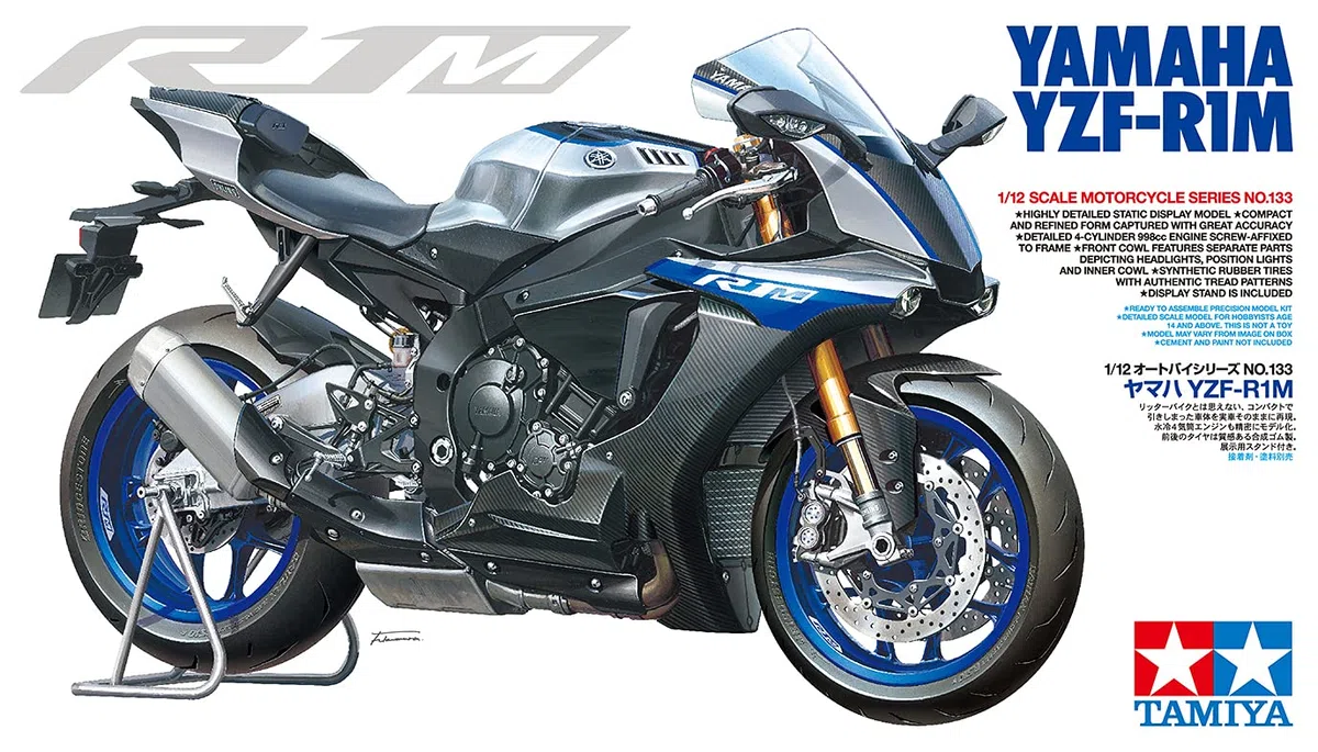 TAMIYA 14133 – 1:12 Yamaha YZF-R1M, kit di costruzione in plastica, hobby, artigianato, incollaggio, modello, modello, assemblaggio, non verniciato