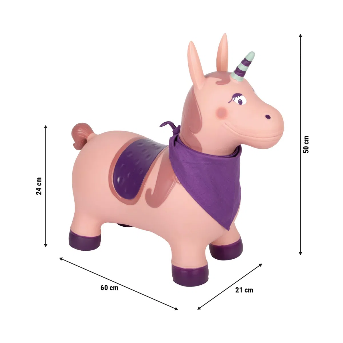 small foot Animale saltellante unicorno, giocattolo per saltellare gonfiabile con bandana e pompa per l'aria, per interni ed esterni, fino a 50 kg, per bambini dai 2 anni, 12786