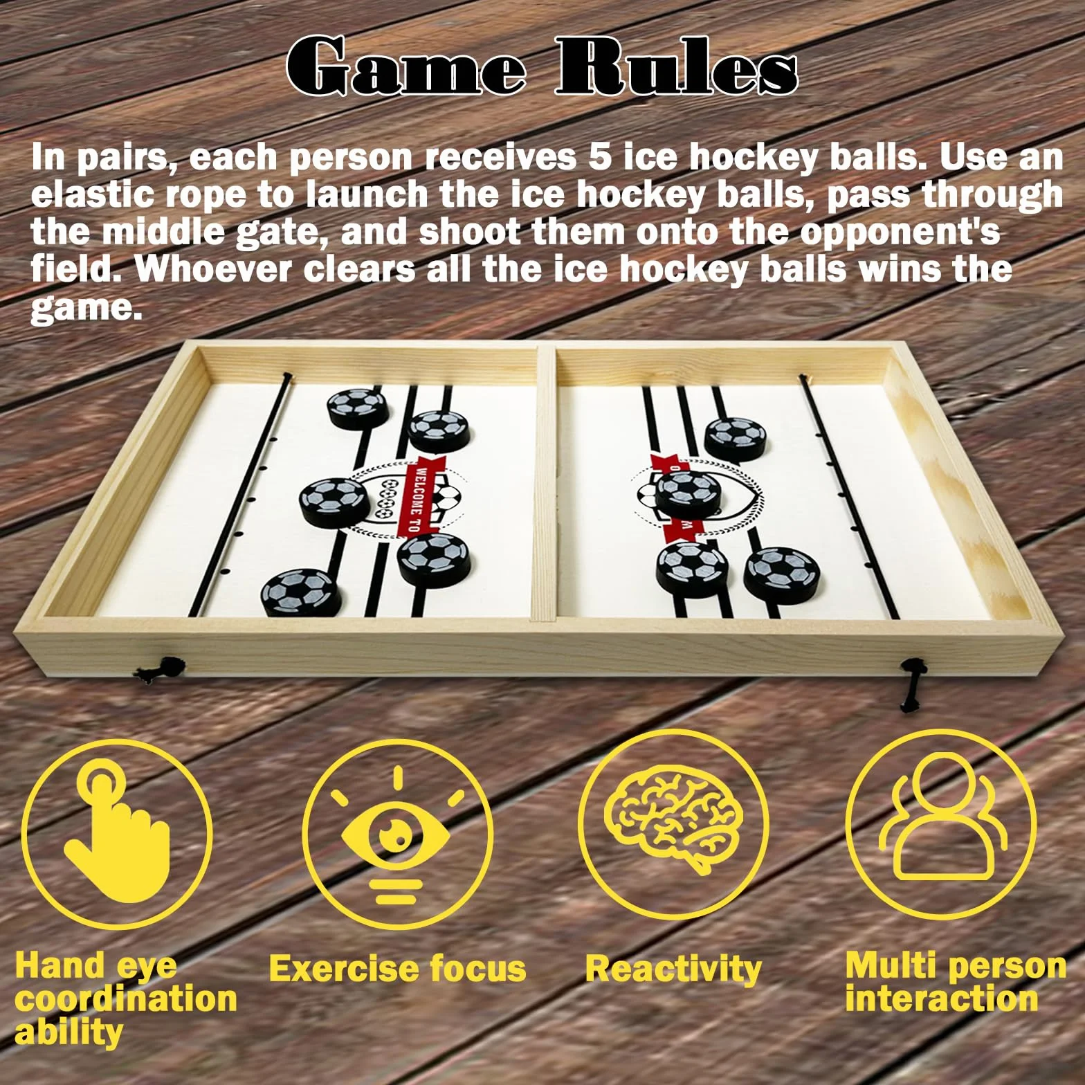 Hockey da Tavolo ad Aria, Doppio Combattimento rapido Rimbalzo, Set di scacchiere Portatile, Air Hockey da Tavolo per Bambino, Adatto Come Regalo per Genitori e Bambini, Sling Puck - Calcio