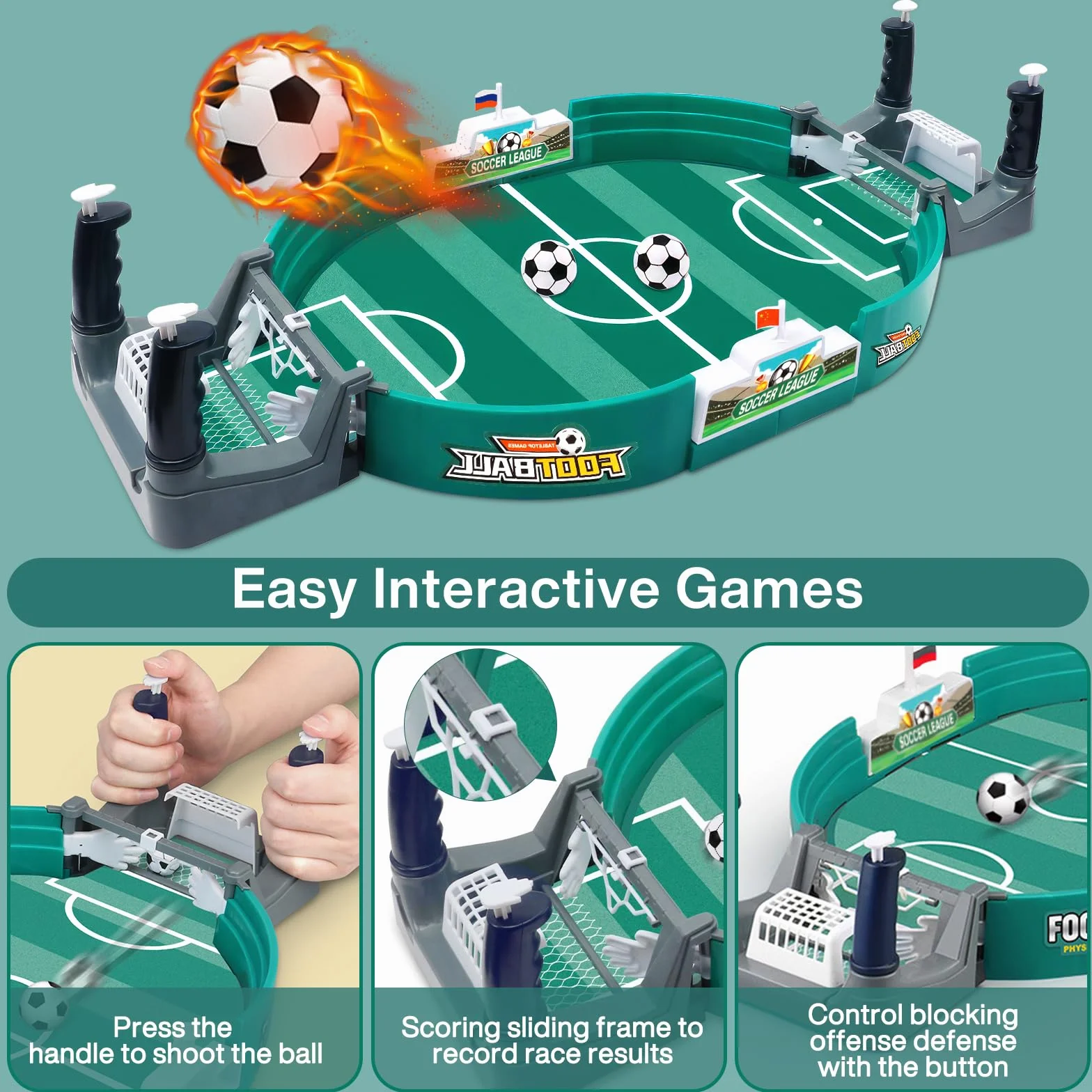 Calcio Balilla Bambini, Biliardino con 8 Palline, Gioco di calcetto Balilla Interattivo, Regalo bambino 4 5 6 7 8 anni maschio