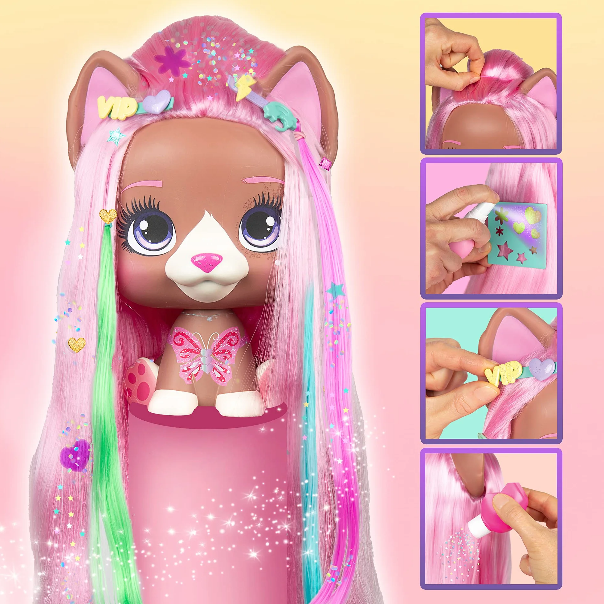 VIP PETS Mega Pet Nyla | Bambola da acconciare con fluenti capelli extra lunghi facili da pettinare e acconciare con +30 Accessori per acconciare e colorare i capelli - Per bambini dai 3 anni in su