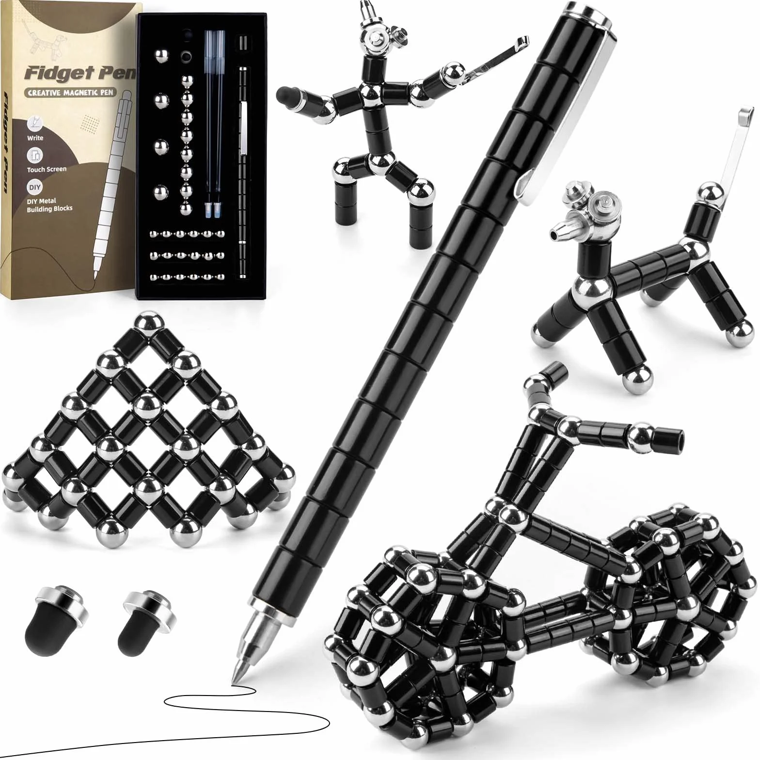 Tigerhu Fidget Pen, penna magnetica, divertente multifunzione, per alleviare lo stress, per uomini, donne, regalo per la festa del papà
